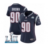 Women's Nike New England Patriots #90 Malcom Brown Navy Blue Team Color Vapor Untouchable Limited Player Super Bowl LII NFL Jersey