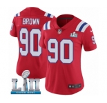 Women's Nike New England Patriots #90 Malcom Brown Red Alternate Vapor Untouchable Limited Player Super Bowl LII NFL Jersey