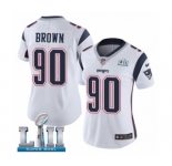 Women's Nike New England Patriots #90 Malcom Brown White Vapor Untouchable Limited Player Super Bowl LII NFL Jersey