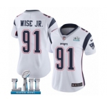 Women's Nike New England Patriots #91 Deatrich Wise Jr White Vapor Untouchable Limited Player Super Bowl LII NFL Jersey