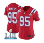 Women's Nike New England Patriots #95 Derek Rivers Red Alternate Vapor Untouchable Limited Player Super Bowl LII NFL Jersey