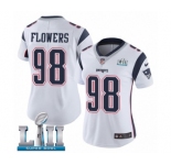 Women's Nike New England Patriots #98 Trey Flowers White Vapor Untouchable Limited Player Super Bowl LII NFL Jersey