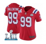 Women's Nike New England Patriots #99 Vincent Valentine Red Alternate Vapor Untouchable Limited Player Super Bowl LII NFL Jersey