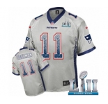 Youth Nike New England Patriots #11 Julian Edelman Elite Grey Drift Fashion Super Bowl LII NFL Jersey