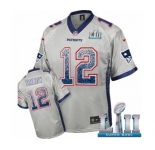 Youth Nike New England Patriots #12 Tom Brady Elite Grey Drift Fashion Super Bowl LII NFL Jersey