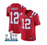 Youth Nike New England Patriots #12 Tom Brady Red Alternate Vapor Untouchable Limited Player Super Bowl LII NFL Jersey