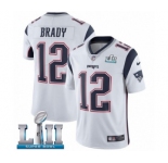 Youth Nike New England Patriots #12 Tom Brady White Vapor Untouchable Limited Player Super Bowl LII NFL Jersey