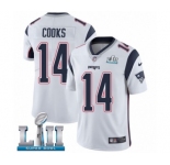 Youth Nike New England Patriots #14 Brandin Cooks White Vapor Untouchable Limited Player Super Bowl LII NFL Jersey
