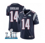 Youth Nike New England Patriots #14 Steve Grogan Navy Blue Team Color Vapor Untouchable Limited Player Super Bowl LII NFL Jersey