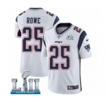 Youth Nike New England Patriots #25 Eric Rowe White Vapor Untouchable Limited Player Super Bowl LII NFL Jersey