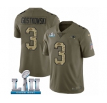 Youth Nike New England Patriots #3 Stephen Gostkowski Limited Olive-Camo 2017 Salute to Service Super Bowl LII NFL Jersey