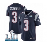 Youth Nike New England Patriots #3 Stephen Gostkowski Navy Blue Team Color Vapor Untouchable Limited Player Super Bowl LII NFL Jersey