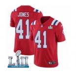 Youth Nike New England Patriots #41 Cyrus Jones Red Alternate Vapor Untouchable Limited Player Super Bowl LII NFL Jersey