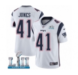 Youth Nike New England Patriots #41 Cyrus Jones White Vapor Untouchable Limited Player Super Bowl LII NFL Jersey