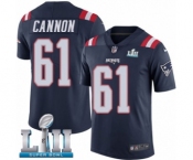 Youth Nike New England Patriots #61 Marcus Cannon Limited Navy Blue Rush Vapor Untouchable Super Bowl LII NFL Jersey