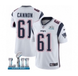 Youth Nike New England Patriots #61 Marcus Cannon White Vapor Untouchable Limited Player Super Bowl LII NFL Jersey