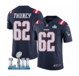 Youth Nike New England Patriots #62 Joe Thuney Limited Navy Blue Rush Vapor Untouchable Super Bowl LII NFL Jersey