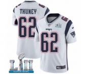 Youth Nike New England Patriots #62 Joe Thuney White Vapor Untouchable Limited Player Super Bowl LII NFL Jersey