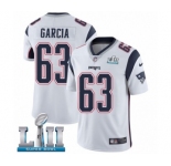 Youth Nike New England Patriots #63 Antonio Garcia White Vapor Untouchable Limited Player Super Bowl LII NFL Jersey