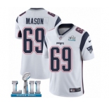 Youth Nike New England Patriots #69 Shaq Mason White Vapor Untouchable Limited Player Super Bowl LII NFL Jersey