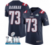 Youth Nike New England Patriots #73 John Hannah Limited Navy Blue Rush Vapor Untouchable Super Bowl LII NFL Jersey