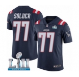 Youth Nike New England Patriots #77 Nate Solder Limited Navy Blue Rush Vapor Untouchable Super Bowl LII NFL Jersey