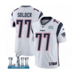 Youth Nike New England Patriots #77 Nate Solder White Vapor Untouchable Limited Player Super Bowl LII NFL Jersey