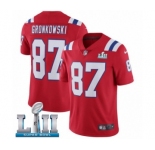 Youth Nike New England Patriots #87 Rob Gronkowski Red Alternate Vapor Untouchable Limited Player Super Bowl LII NFL Jersey