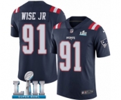 Youth Nike New England Patriots #91 Deatrich Wise Jr Limited Navy Blue Rush Vapor Untouchable Super Bowl LII NFL Jersey