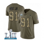 Youth Nike New England Patriots #91 Deatrich Wise Jr Limited Olive Camo 2017 Salute to Service Super Bowl LII NFL Jersey