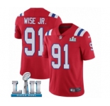 Youth Nike New England Patriots #91 Deatrich Wise Jr Red Alternate Vapor Untouchable Limited Player Super Bowl LII NFL Jersey