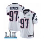 Youth Nike New England Patriots #97 Alan Branch White Vapor Untouchable Limited Player Super Bowl LII NFL Jersey