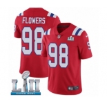 Youth Nike New England Patriots #98 Trey Flowers Red Alternate Vapor Untouchable Limited Player Super Bowl LII NFL Jersey