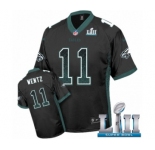 Men's Nike Philadelphia Eagles #11 Carson Wentz Elite Black Drift Fashion Super Bowl LII NFL Jersey