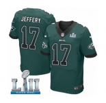 Men's Nike Philadelphia Eagles #17 Alshon Jeffery Elite Midnight Green Home Drift Fashion Super Bowl LII NFL Jersey