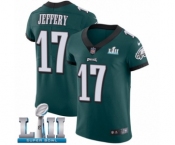 Men's Nike Philadelphia Eagles #17 Alshon Jeffery Midnight Green Team Color Vapor Untouchable Elite Player Super Bowl LII NFL Jersey
