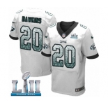 Men's Nike Philadelphia Eagles #20 Brian Dawkins Elite White Road Drift Fashion Super Bowl LII NFL Jersey