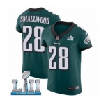 Men's Nike Philadelphia Eagles #28 Wendell Smallwood Midnight Green Team Color Vapor Untouchable Elite Player Super Bowl LII NFL Jersey