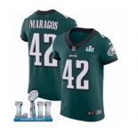 Men's Nike Philadelphia Eagles #42 Chris Maragos Midnight Green Team Color Vapor Untouchable Elite Player Super Bowl LII NFL Jersey