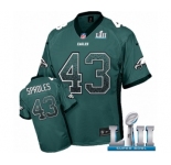 Men's Nike Philadelphia Eagles #43 Darren Sproles Elite Midnight Green Drift Fashion Super Bowl LII NFL Jersey