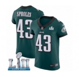 Men's Nike Philadelphia Eagles #43 Darren Sproles Midnight Green Team Color Vapor Untouchable Elite Player Super Bowl LII NFL Jersey