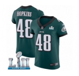 Men's Nike Philadelphia Eagles #48 Wes Hopkins Midnight Green Team Color Vapor Untouchable Elite Player Super Bowl LII NFL Jersey