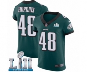 Men's Nike Philadelphia Eagles #48 Wes Hopkins Midnight Green Team Color Vapor Untouchable Elite Player Super Bowl LII NFL Jersey
