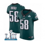 Men's Nike Philadelphia Eagles #58 Jordan Hicks Midnight Green Team Color Vapor Untouchable Elite Player Super Bowl LII NFL Jersey