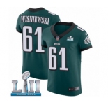 Men's Nike Philadelphia Eagles #61 Stefen Wisniewski Midnight Green Team Color Vapor Untouchable Elite Player Super Bowl LII NFL Jersey
