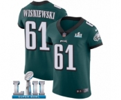 Men's Nike Philadelphia Eagles #61 Stefen Wisniewski Midnight Green Team Color Vapor Untouchable Elite Player Super Bowl LII NFL Jersey