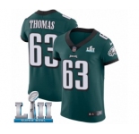 Men's Nike Philadelphia Eagles #63 Dallas Thomas Midnight Green Team Color Vapor Untouchable Elite Player Super Bowl LII NFL Jersey