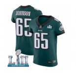 Men's Nike Philadelphia Eagles #65 Lane Johnson Midnight Green Team Color Vapor Untouchable Elite Player Super Bowl LII NFL Jersey