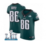 Men's Nike Philadelphia Eagles #86 Zach Ertz Midnight Green Team Color Vapor Untouchable Elite Player Super Bowl LII NFL Jersey