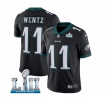Men's Nike Philadelphia Eagles #11 Carson Wentz Black Alternate Vapor Untouchable Limited Player Super Bowl LII NFL Jersey